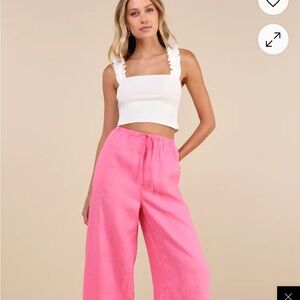 Pink Wide-Leg Women's Pants